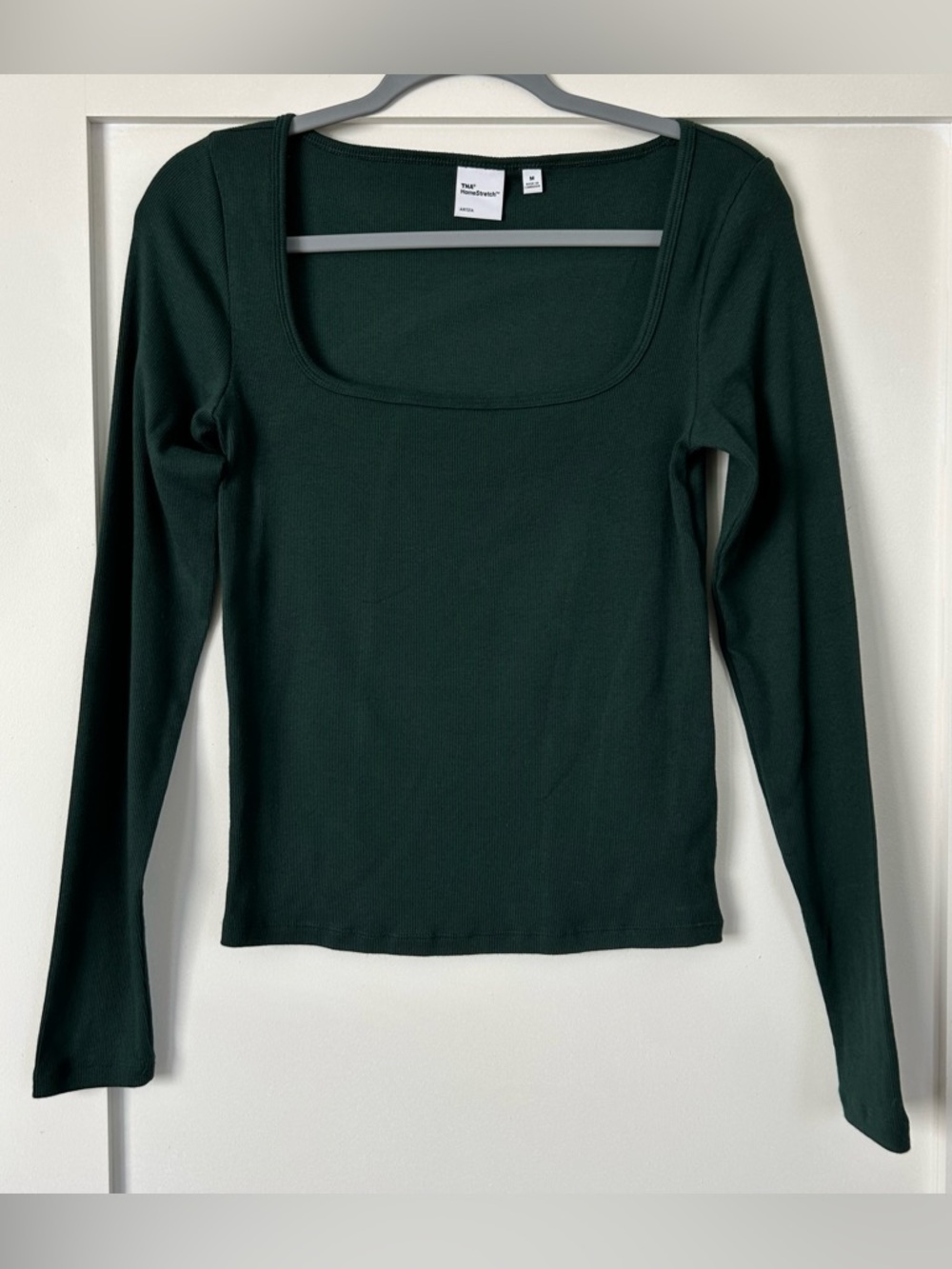 Aritzia HomeStretch™ Rib Squareneck Longsleeve Green Size Medium - Picture 4 of 8